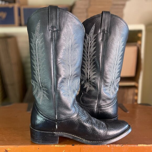 COWTOWN Men's Size 10.5 EE Black Bullhide Leather Rodeo Cowboy Boots W-906 - Picture 7 of 10